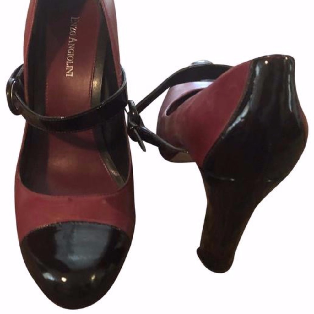 Enzo Angiolini Leather Toe Mary Jane Heels, Sz 8